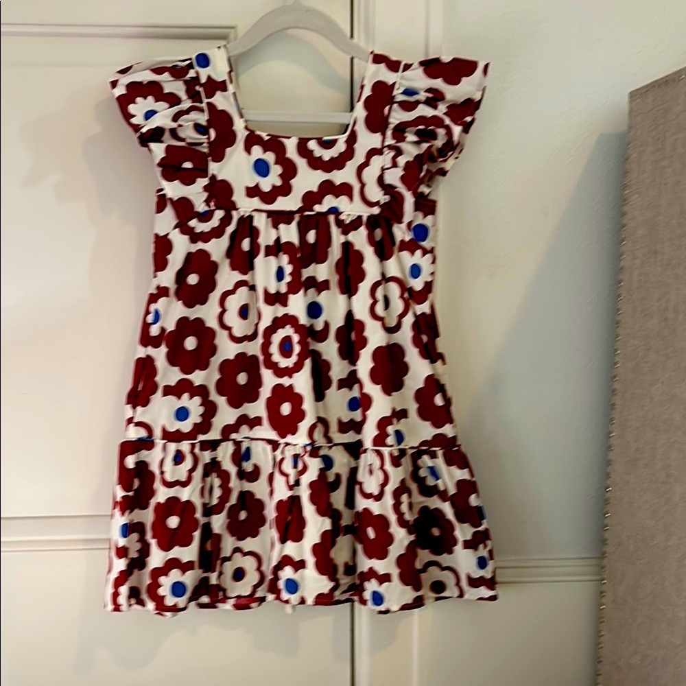 Red Ruffled Smocked Sundress with Flutter Cap Sleeves